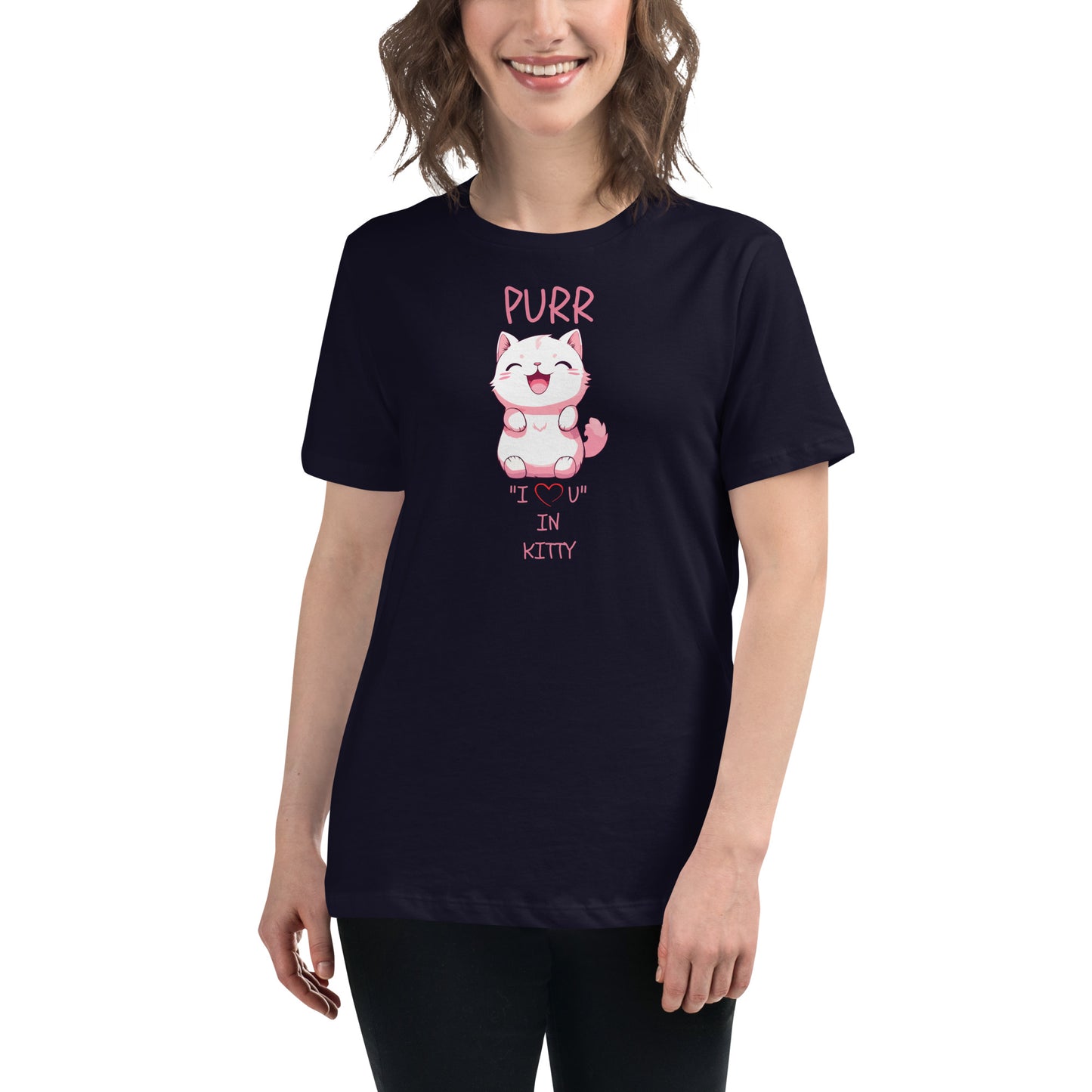 PURR "I LOVE U" IN KITTY Women's Relaxed T-Shirt