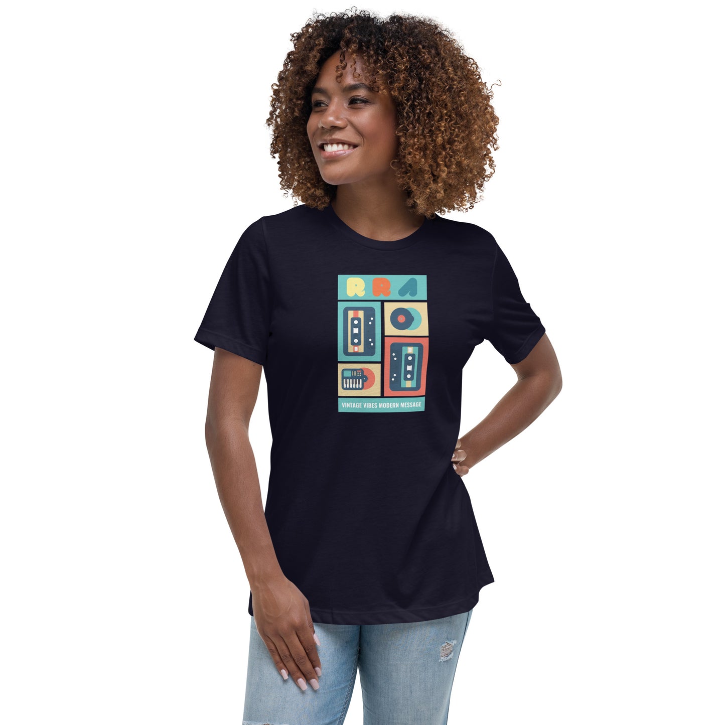 RRA Vintage Vibes Modern Message Cassettes and Vinyl Women's Relaxed T-Shirt