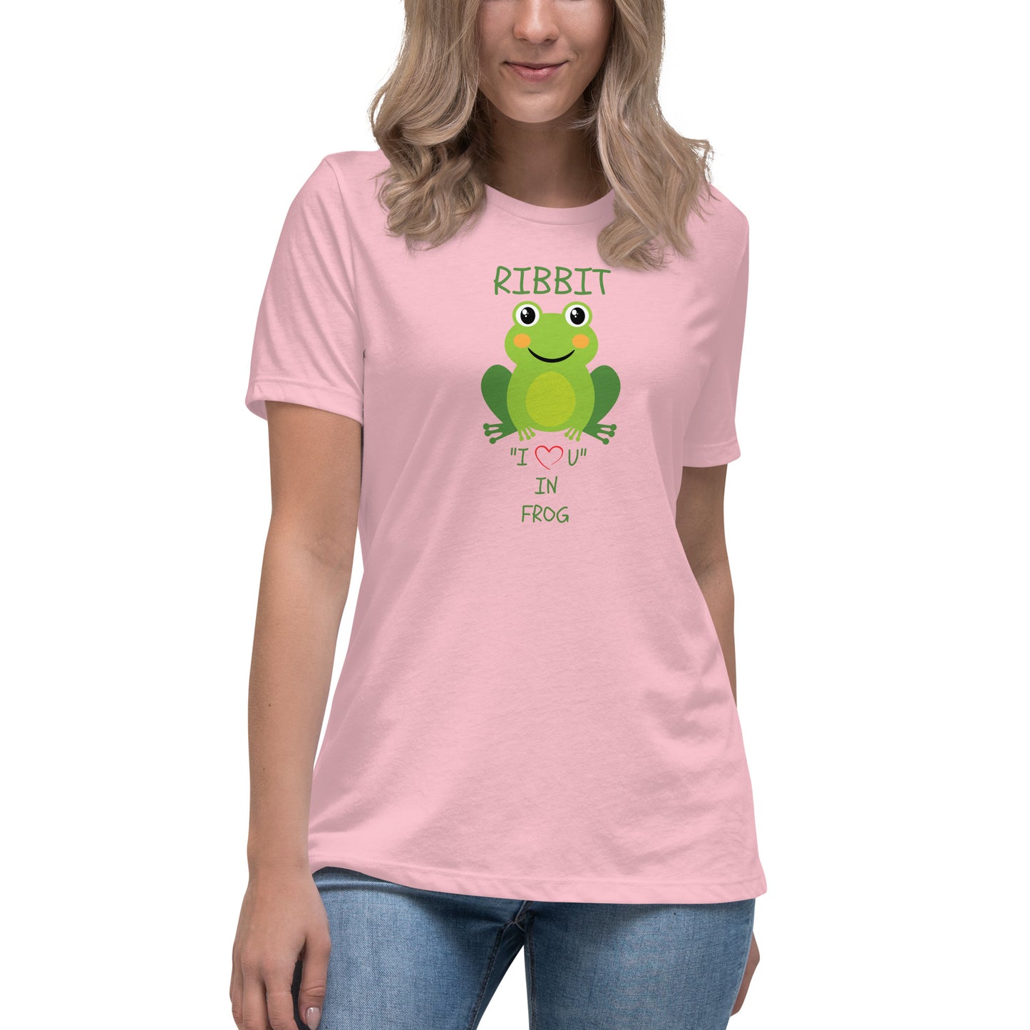 RIBBIT "I LOVE U" IN FROG Women's Relaxed T-Shirt