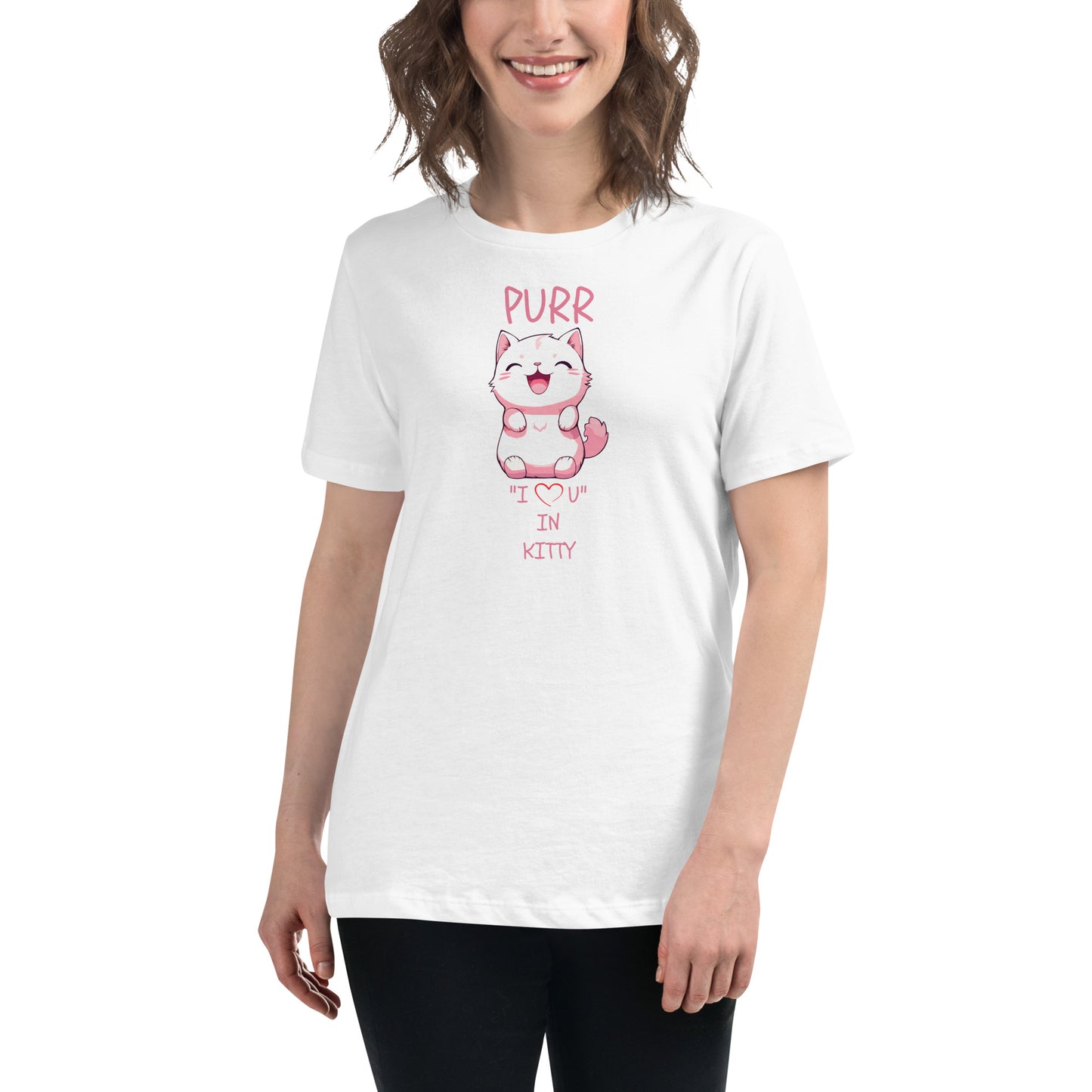 PURR "I LOVE U" IN KITTY Women's Relaxed T-Shirt