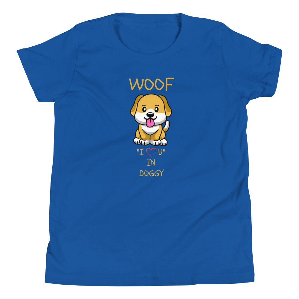 WOOF I "Love" U in Doggy Youth Short Sleeve T-Shirt