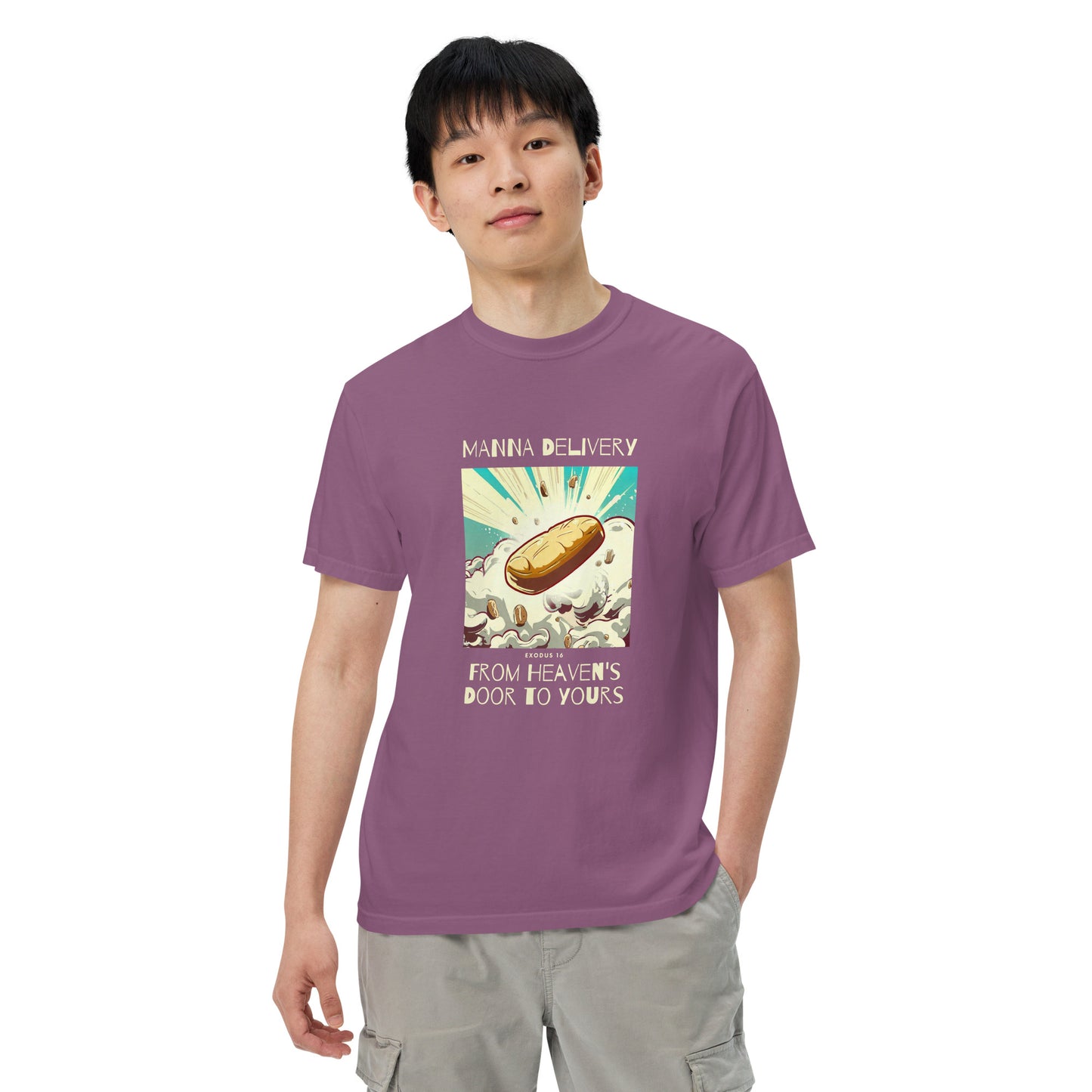Manna Delivery "From Heaven's Door to Yours" (Yellow Print) Men’s Comfort Colors T-Shirt