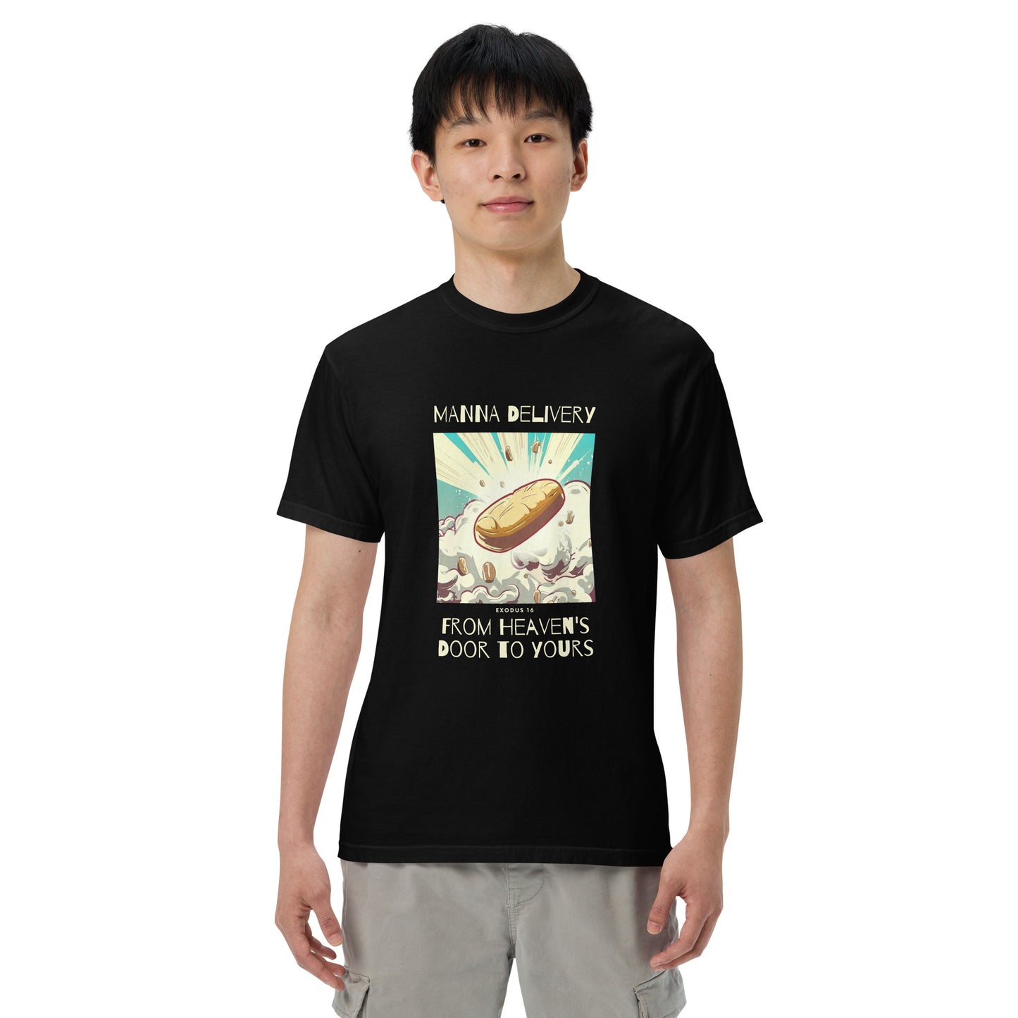 Manna Delivery "From Heaven's Door to Yours" (Yellow Print) Men’s Comfort Colors T-Shirt