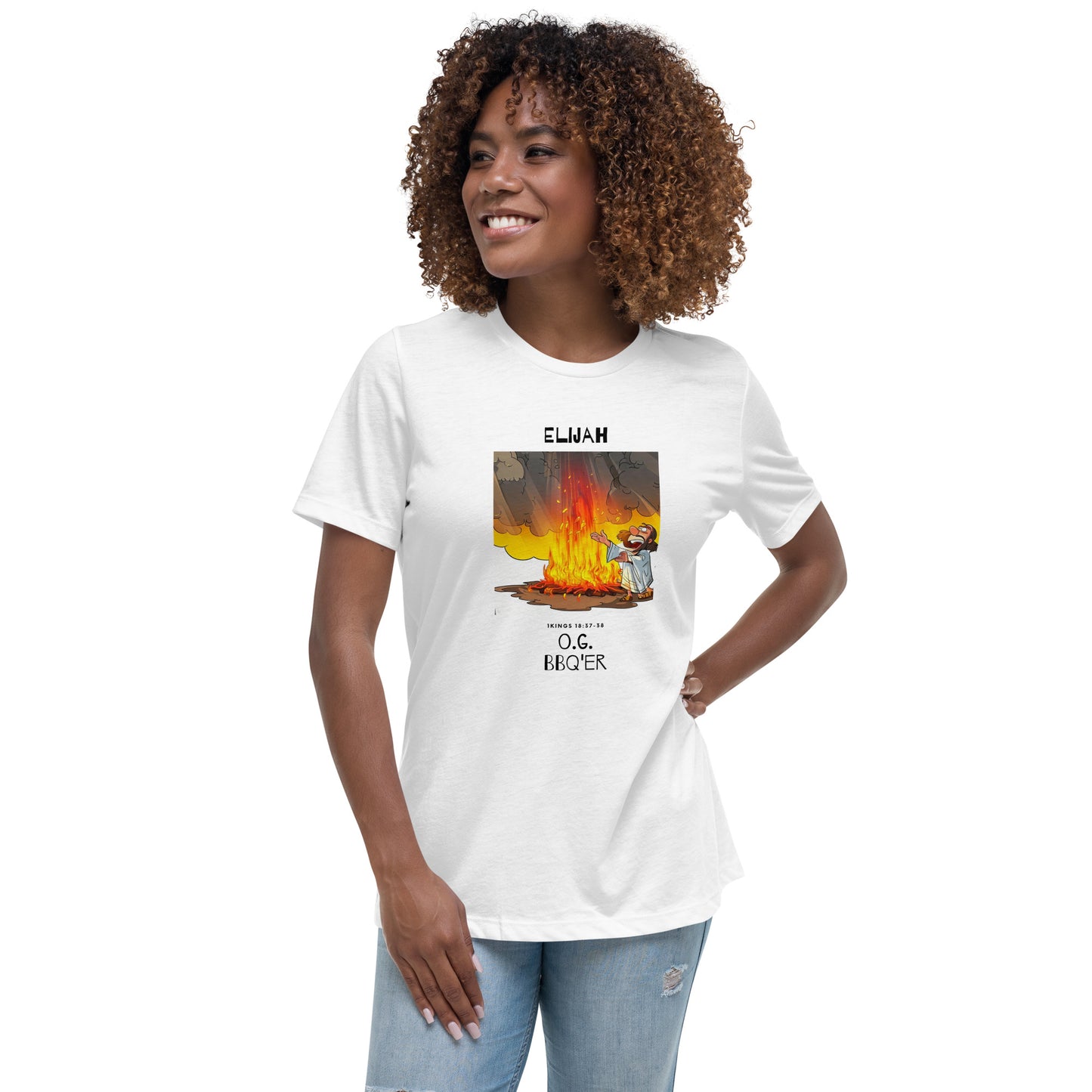 Elijah O.G. BBQ'er (Black Print) Women's Relaxed T-Shirt